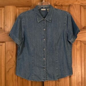 NWOT Vintage Classic Elements Denim Top Blouse Size L